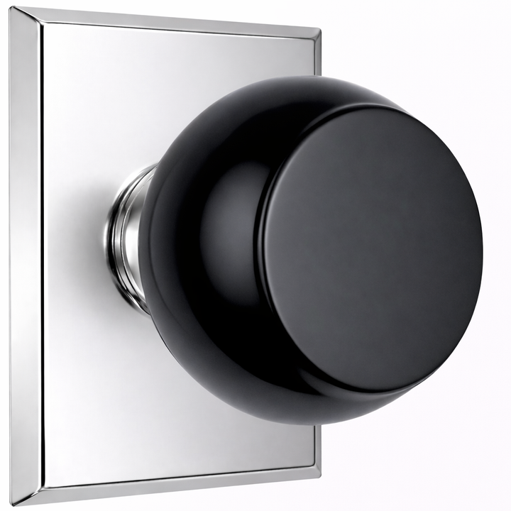 Magnifique® Rectangular Door Set with Black Obsidian Knobs (Several Finishes Available)
