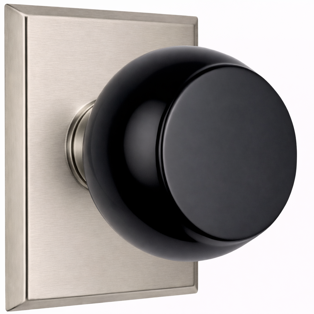 Magnifique® Rectangular Door Set with Black Obsidian Knobs (Several Finishes Available)