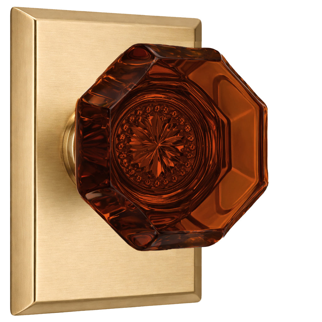 Magnifique® Rectangular Door Set with Amber Glass Knobs (Several Finishes Available)