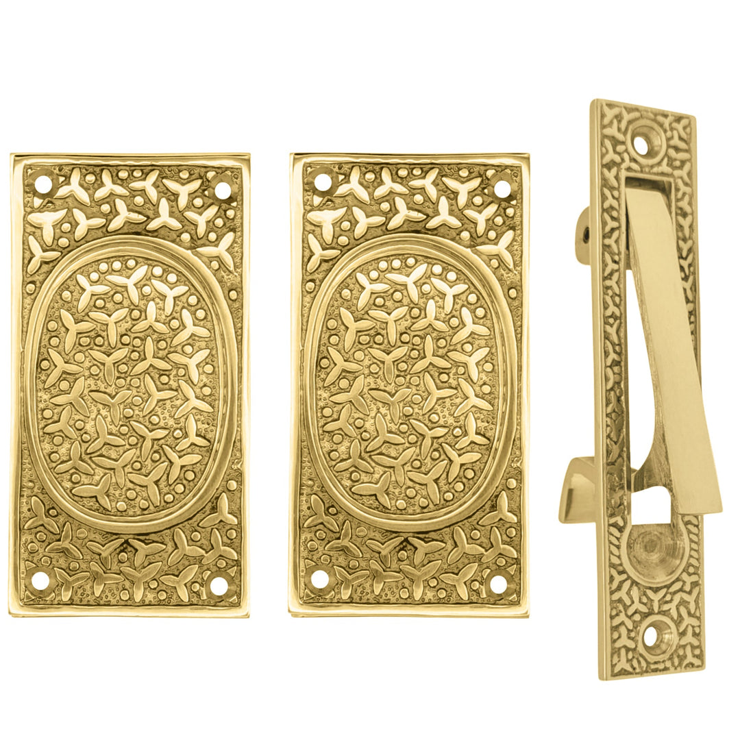 COPPER MOUNTAIN HARDWARE Rice Pattern Pocket Passage Style Door Set in Several Finishes