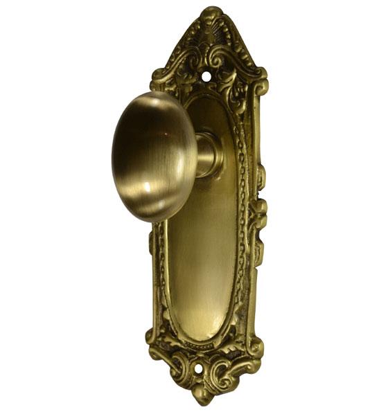 Ornate Victorian Long Backplate Door Set with Egg Door Knobs (Several Finishes Available) COPPER MOUNTAIN HARDWARE