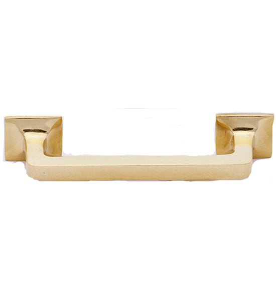 4 1/4 Inch Overall (3 Inch c-c) Solid Brass Square Traditional Pull COPPER MOUNTAIN HARDWARE