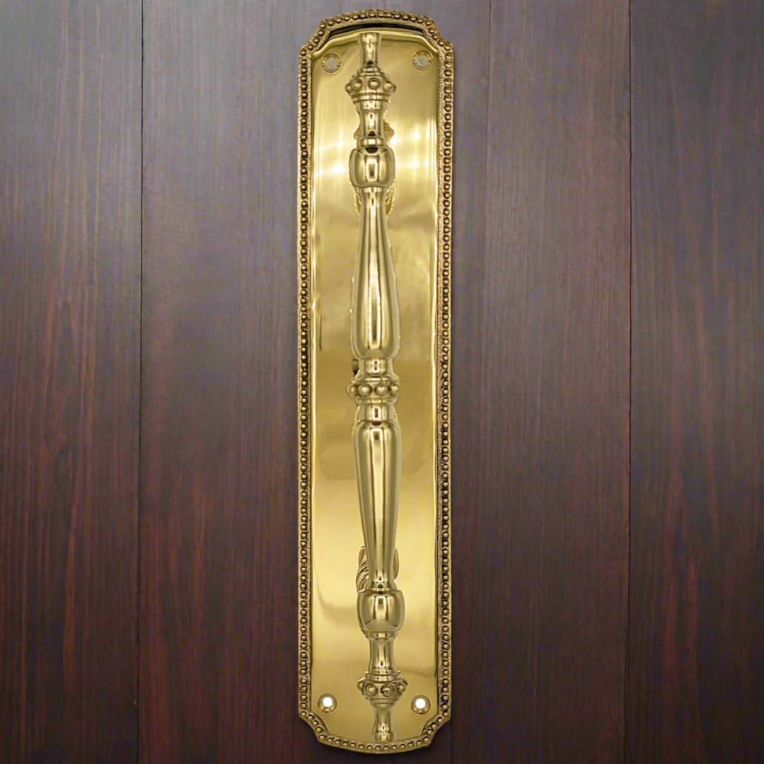 11 1/2 Inch Solid Brass Beaded Door Pull (Several Finishes Available) COPPER MOUNTAIN HARDWARE