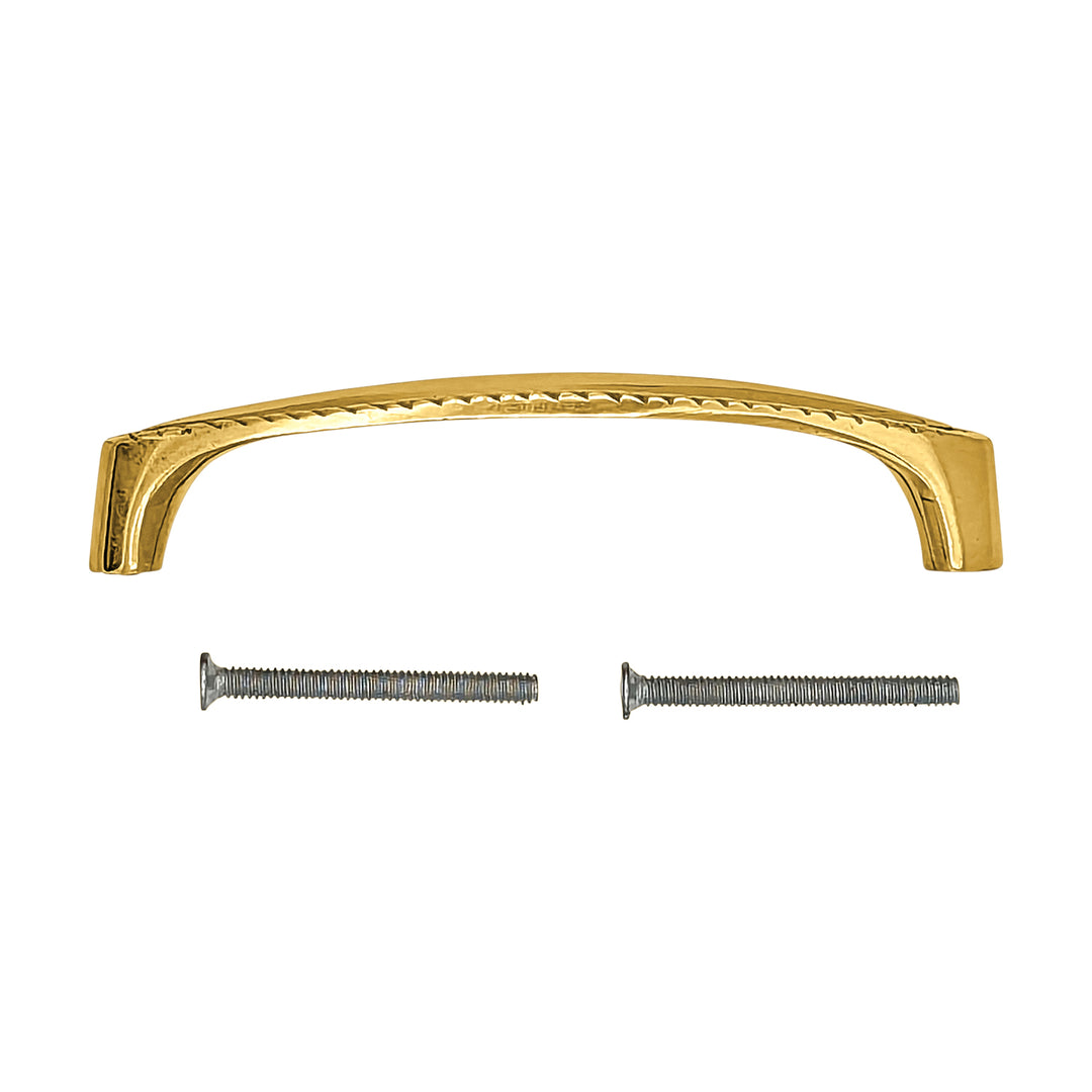 4 Inch Overall (3 3/4 Inch c-c) Solid Brass Georgian Roped Style Pull