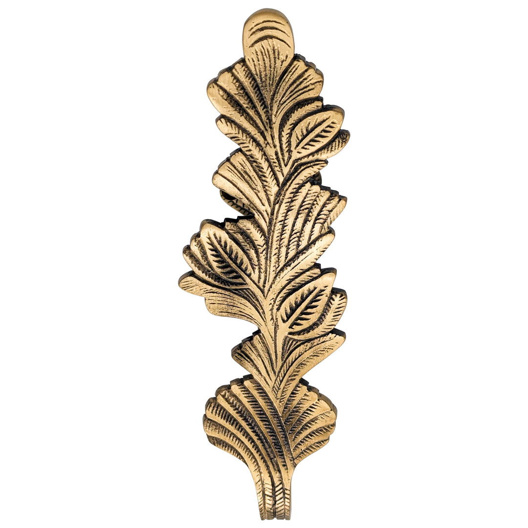 Solid Brass Curtain Tie Back - Oriental Leaves Style (Antique Brass Finish) COPPER MOUNTAIN HARDWARE