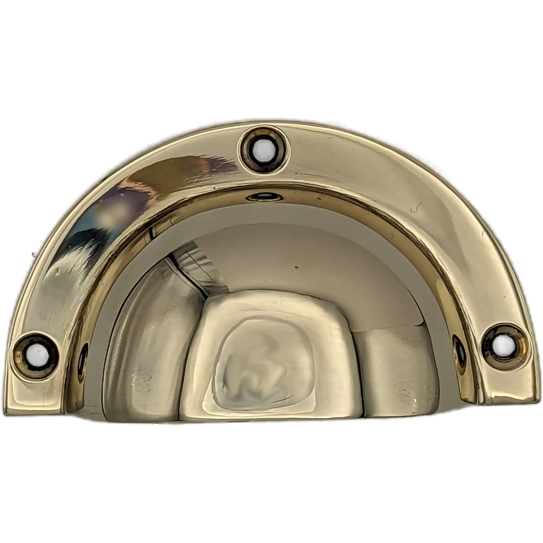 3 1/2 Inch (3 Inch c-c) Solid Brass Traditional Cup Pull COPPER MOUNTAIN HARDWARE