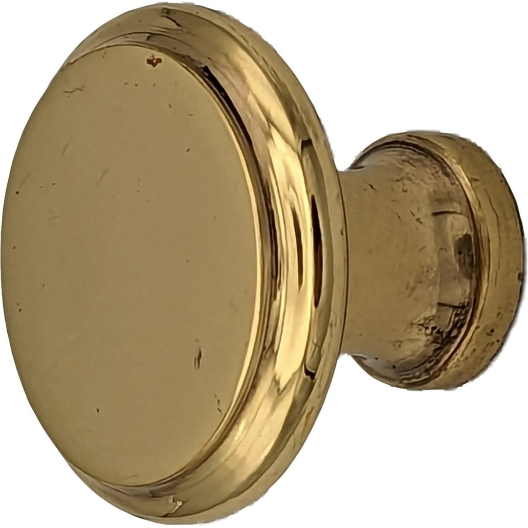 COPPER MOUNTAIN HARDWARE Traditional Brass Flat Top Round Cabinet & Furniture Knob