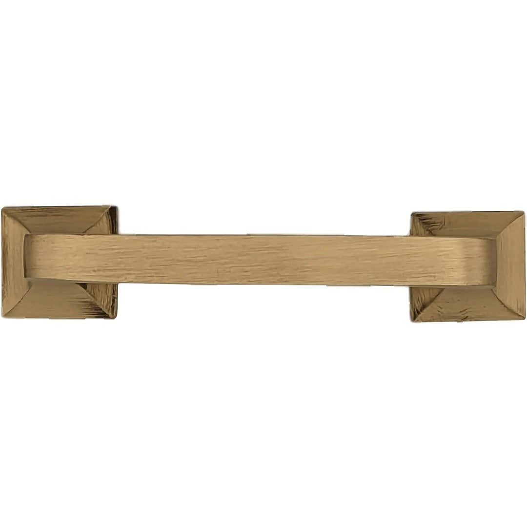 4 1/4 Inch Overall (3 1/4 Inch c-c) Solid Brass Square Traditional Pull