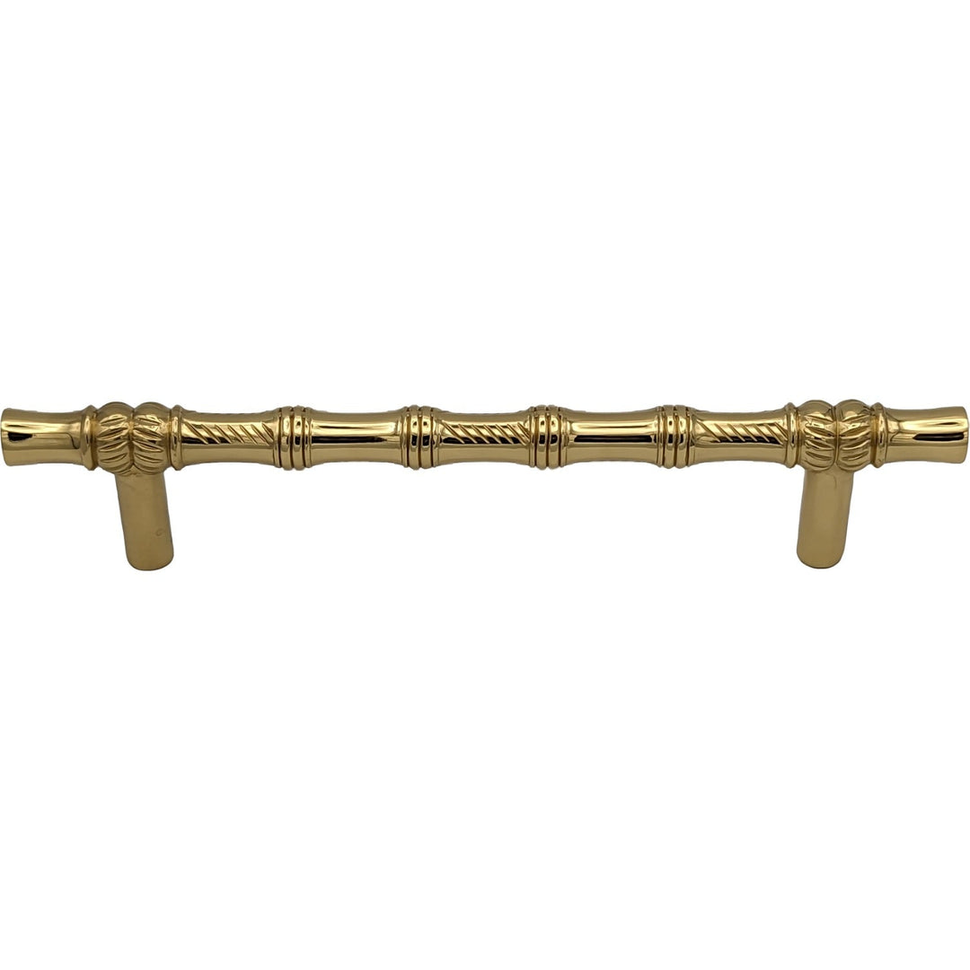 6 Inch Overall (4 1/2 Inch c-c) Japanese Bamboo Pull (Polished Brass Finish) COPPER MOUNTAIN HARDWARE