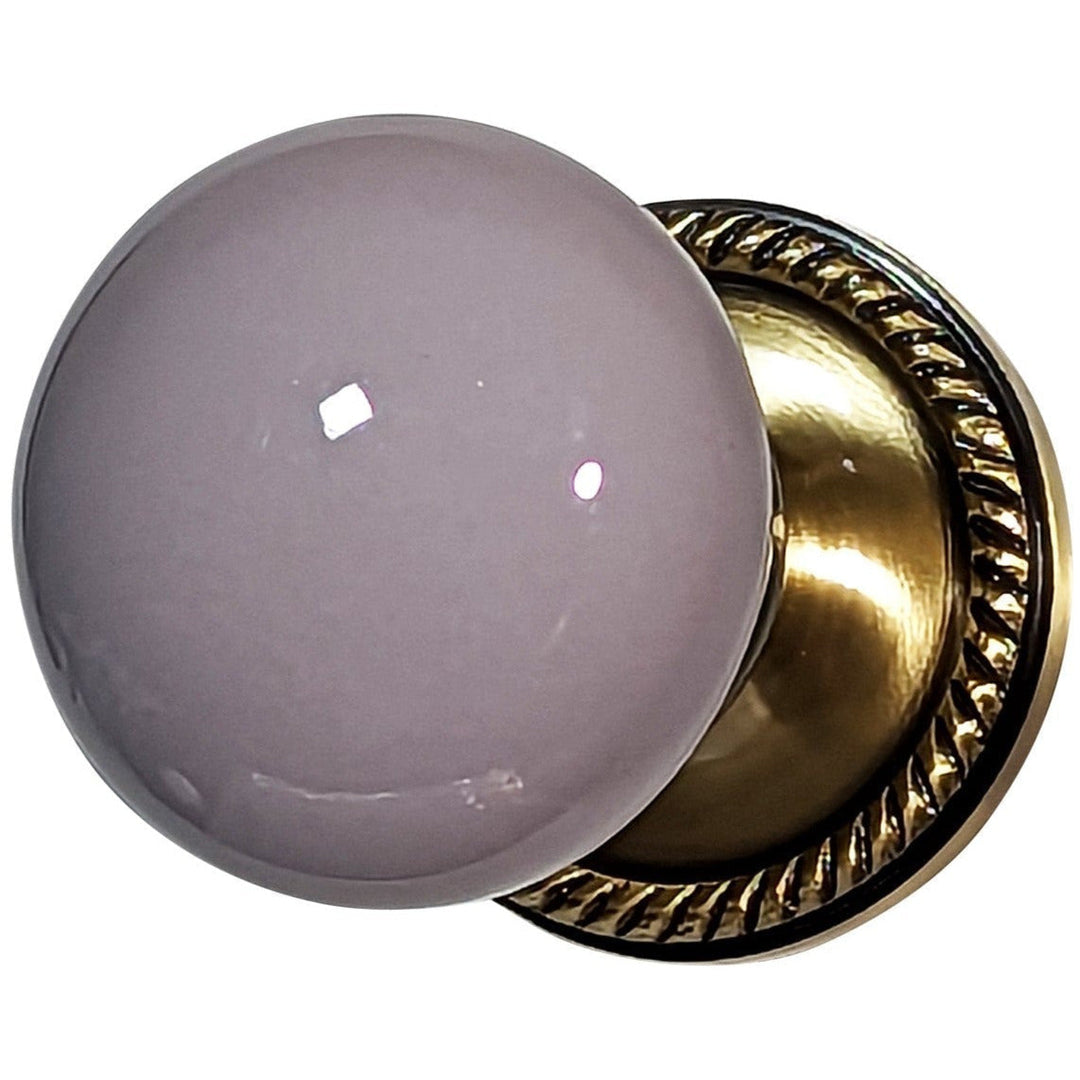 Grey Porcelain Door Knob with Georgian Roped Rosette (Several Finishes Available) COPPER MOUNTAIN HARDWARE