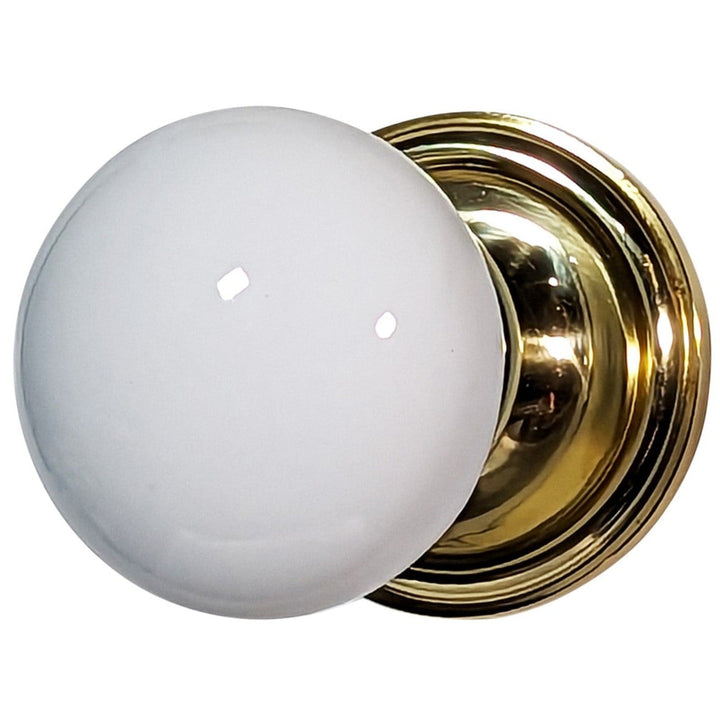 Traditional Rosette Door Set with White Porcelain Door Knobs (Several Finishes Available) COPPER MOUNTAIN HARDWARE