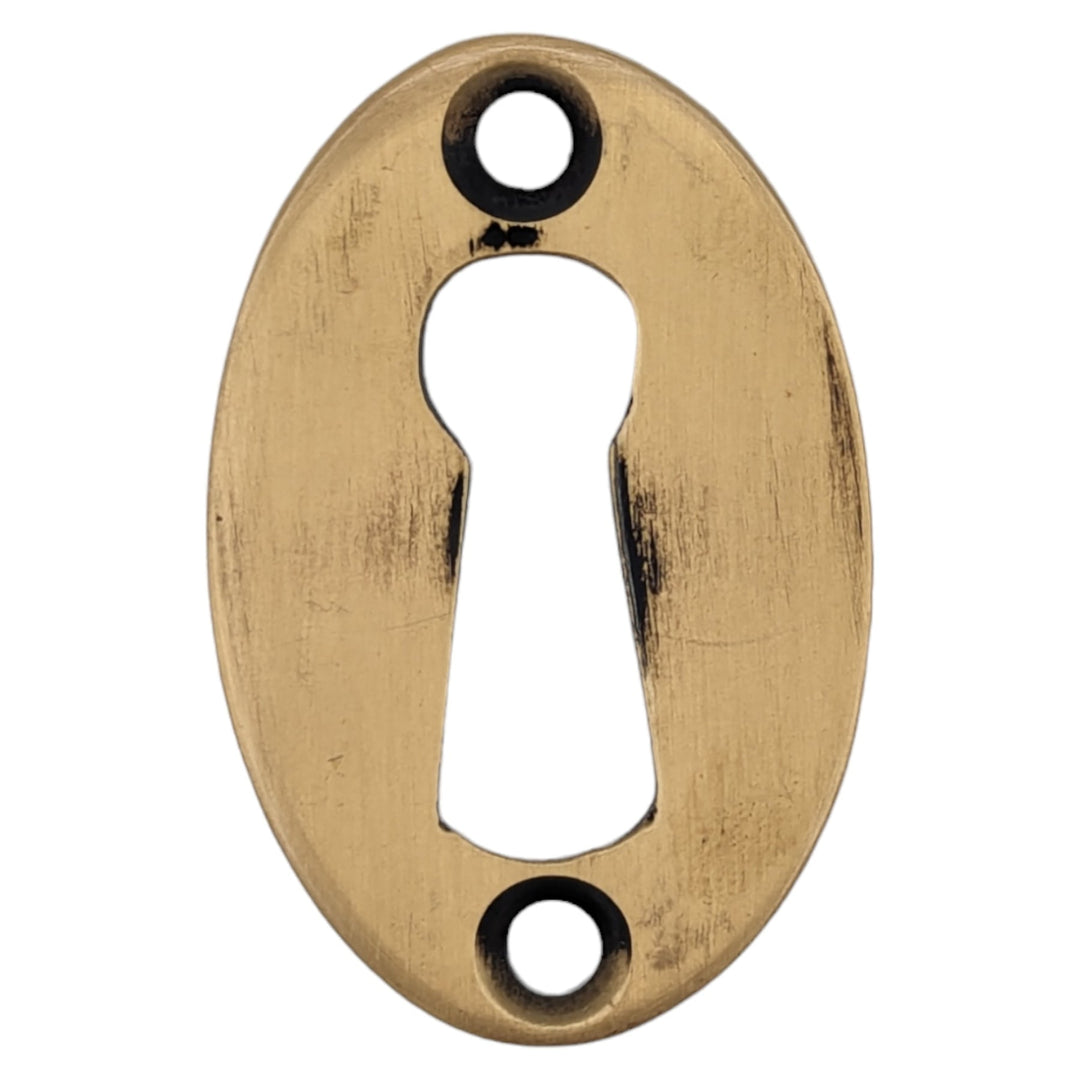 1 1/2 Inch Solid Brass Traditional Oval Escutcheon (Antique Brass Finish) COPPER MOUNTAIN HARDWARE