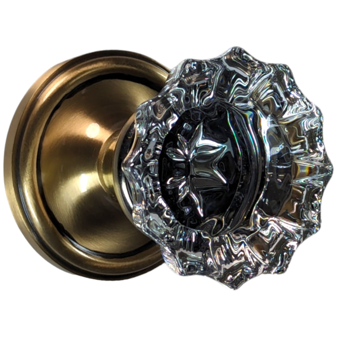 Traditional Rosette Door Set with Fluted Crystal Door Knobs (Several Finishes Available) COPPER MOUNTAIN HARDWARE