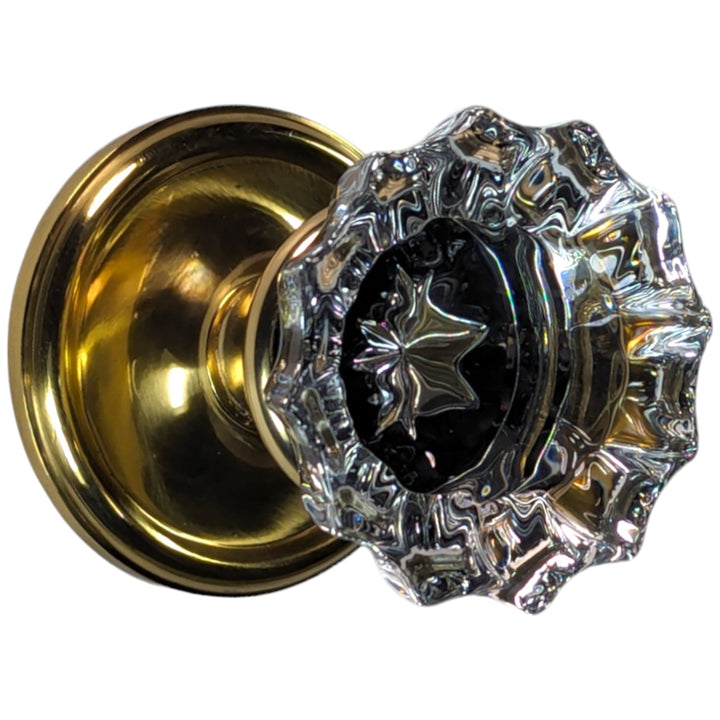 Traditional Rosette Door Set with Fluted Crystal Door Knobs (Several Finishes Available) COPPER MOUNTAIN HARDWARE