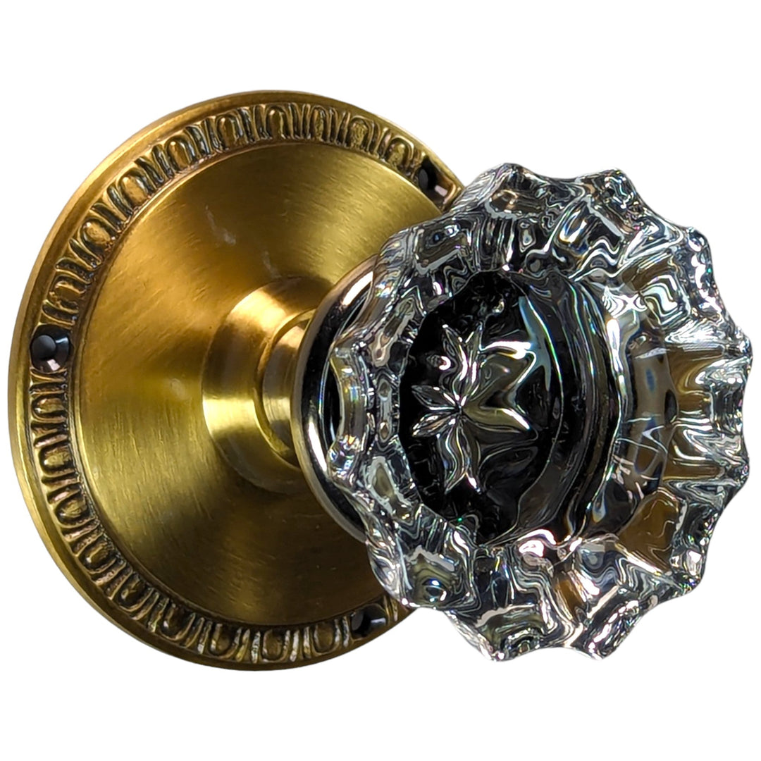 Glass Fluted Doorknob Set with Egg & Dart Rosette (Several Finishes Available) COPPER MOUNTAIN HARDWARE