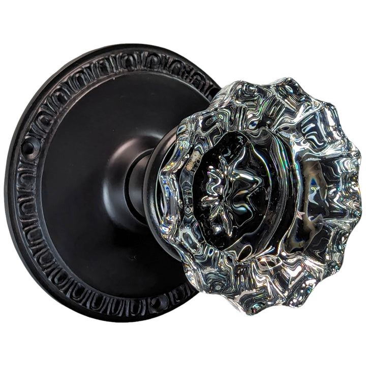 Glass Fluted Doorknob Set with Egg & Dart Rosette (Several Finishes Available) COPPER MOUNTAIN HARDWARE