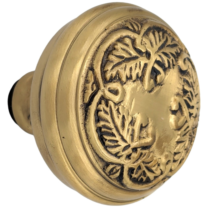 Floral Leaf Solid Brass Spare Door Knob Set (Several Finishes Available) COPPER MOUNTAIN HARDWARE