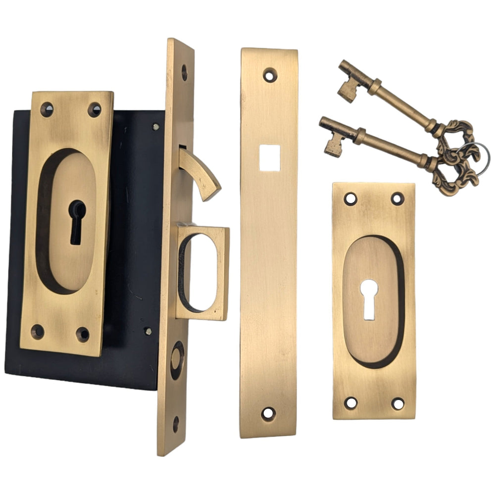 Traditional Rectangular Pocket Privacy (Lock) Door Set COPPER MOUNTAIN HARDWARE