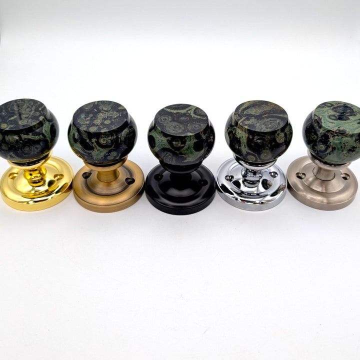 Magnifique® Classic Door Set with Crocodile Jasper Knobs (Several Finishes Available)
