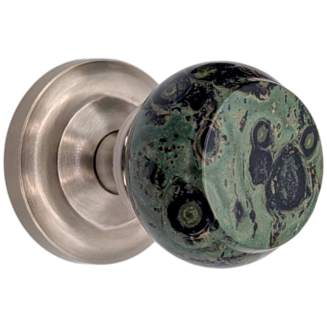 Magnifique® Classic Door Set with Crocodile Jasper Knobs (Several Finishes Available)