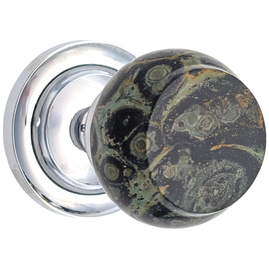 Magnifique® Classic Door Set with Crocodile Jasper Knobs (Several Finishes Available)