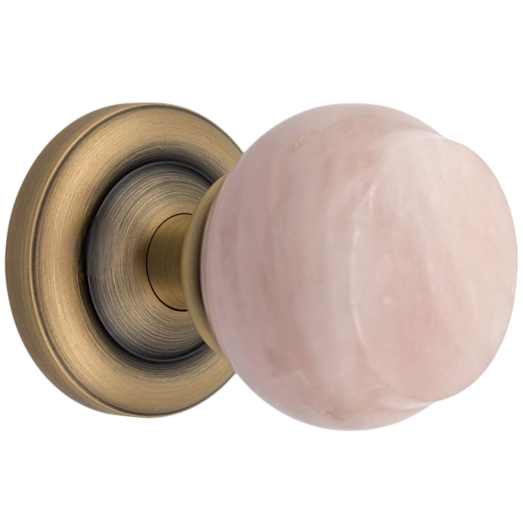 Magnifique® Classic Door Set with Rose Quartz Knobs (Several Finishes Available)