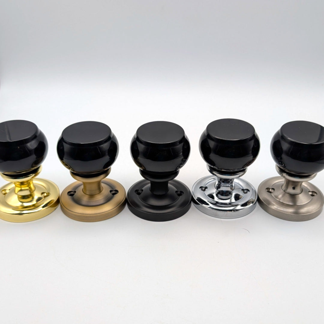 Magnifique® Classic Door Set with Black Obsidian Knobs (Several Finishes Available)