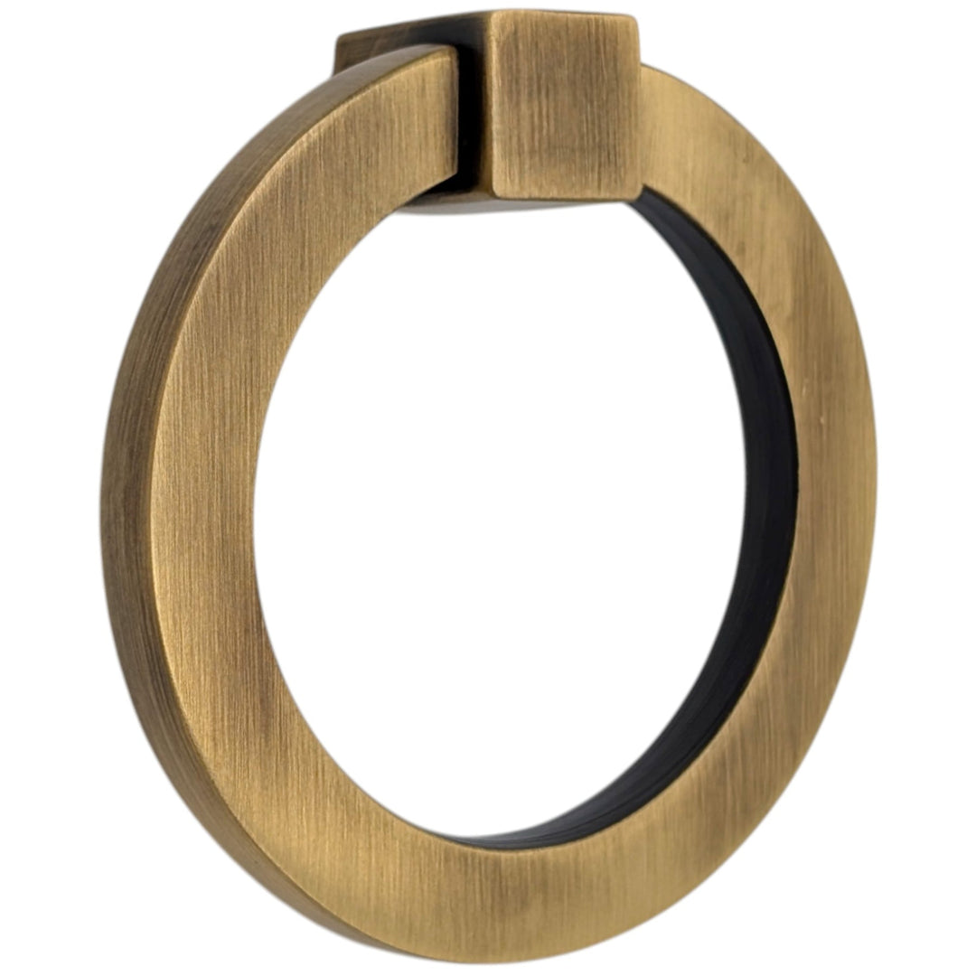 3 Inch Mission Style Solid Brass Drawer Ring Pull (Antique Brass)