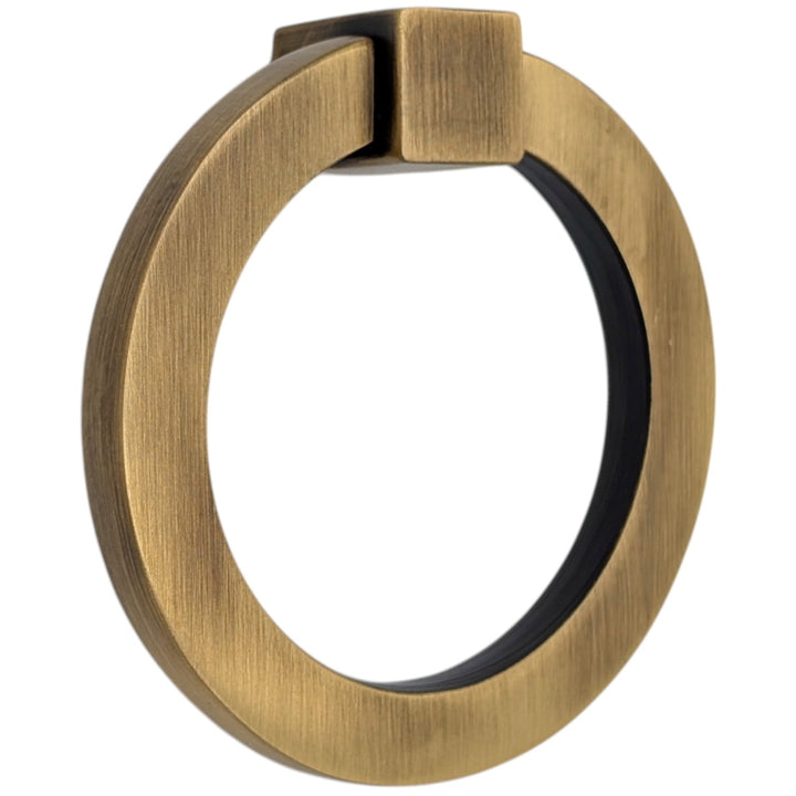 3 Inch Mission Style Solid Brass Drawer Ring Pull (Antique Brass)