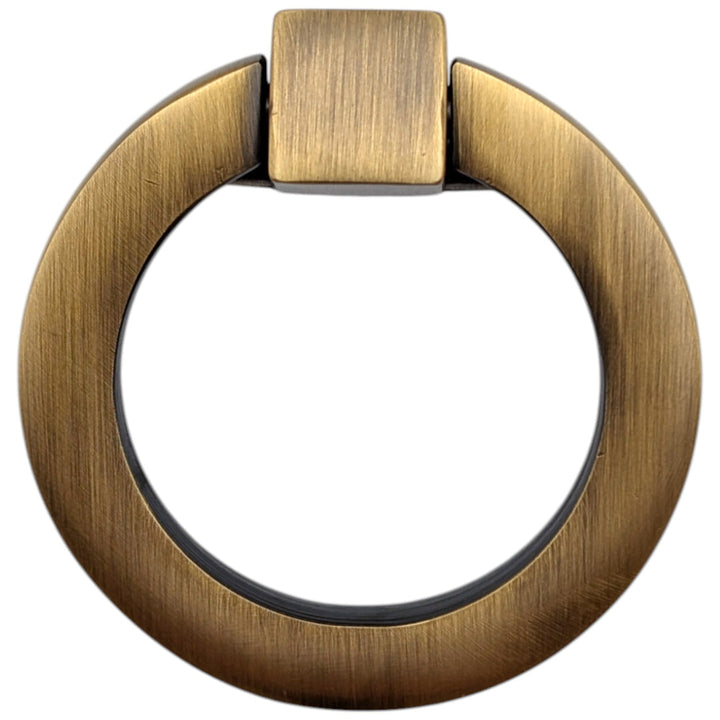 2 1/2 Inch Mission Style Solid Brass Drawer Ring Pull (Antique Brass)