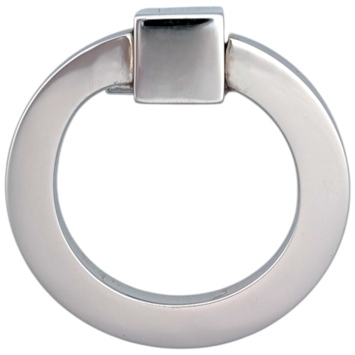 2 1/2 Inch Mission Style Solid Brass Drawer Ring Pull (Polished Chrome)