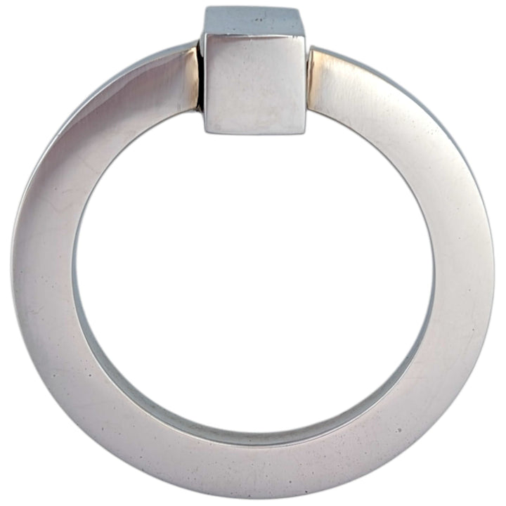 3 Inch Mission Style Solid Brass Drawer Ring Pull (Polished Chrome)