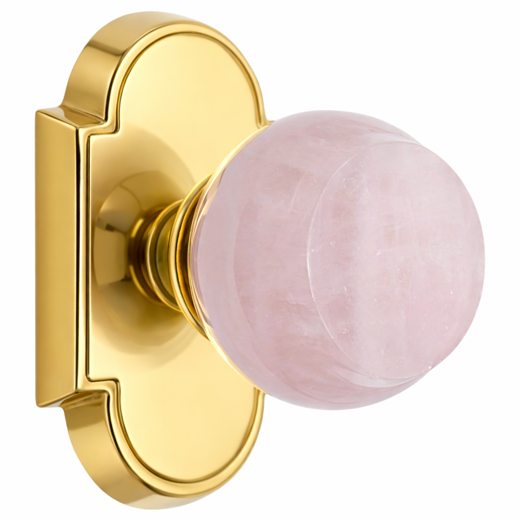 Magnifique® Arched Door Set with Rose Quartz Knobs (Several Finishes Available)