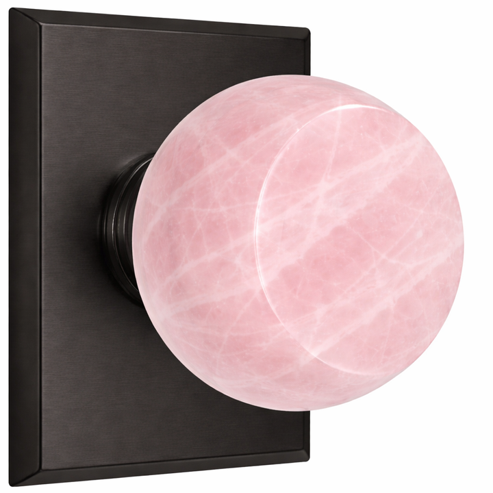 Magnifique® Rectangular Door Set with Rose Quartz Knobs (Several Finishes Available)
