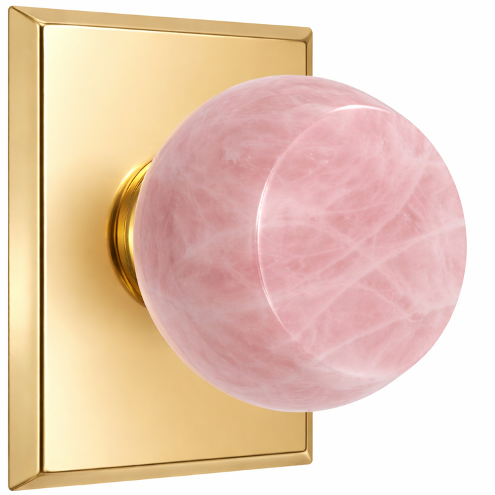 Magnifique® Rectangular Door Set with Rose Quartz Knobs (Several Finishes Available)