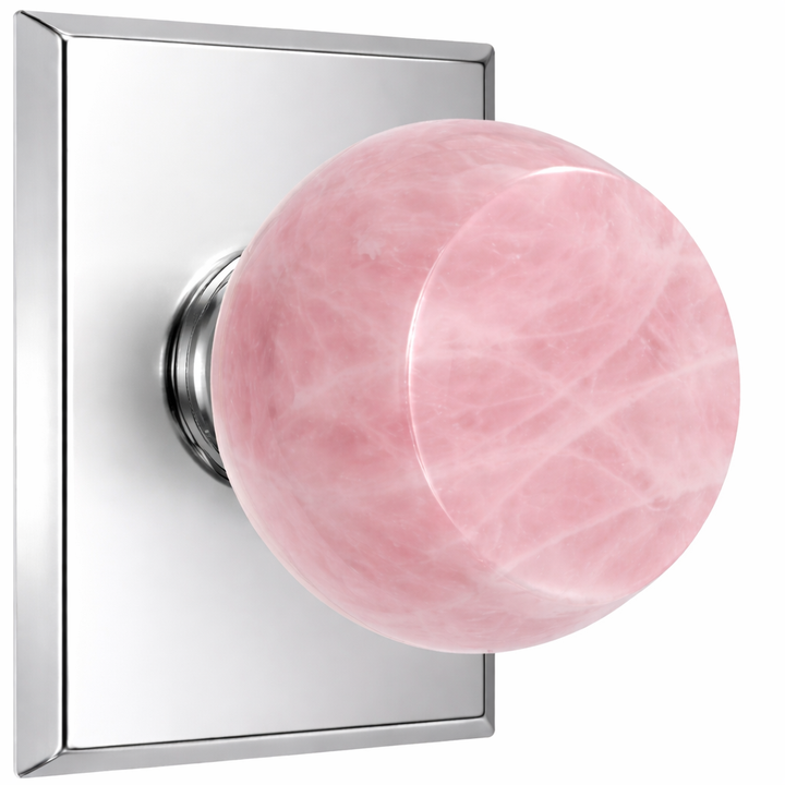 Magnifique® Rectangular Door Set with Rose Quartz Knobs (Several Finishes Available)