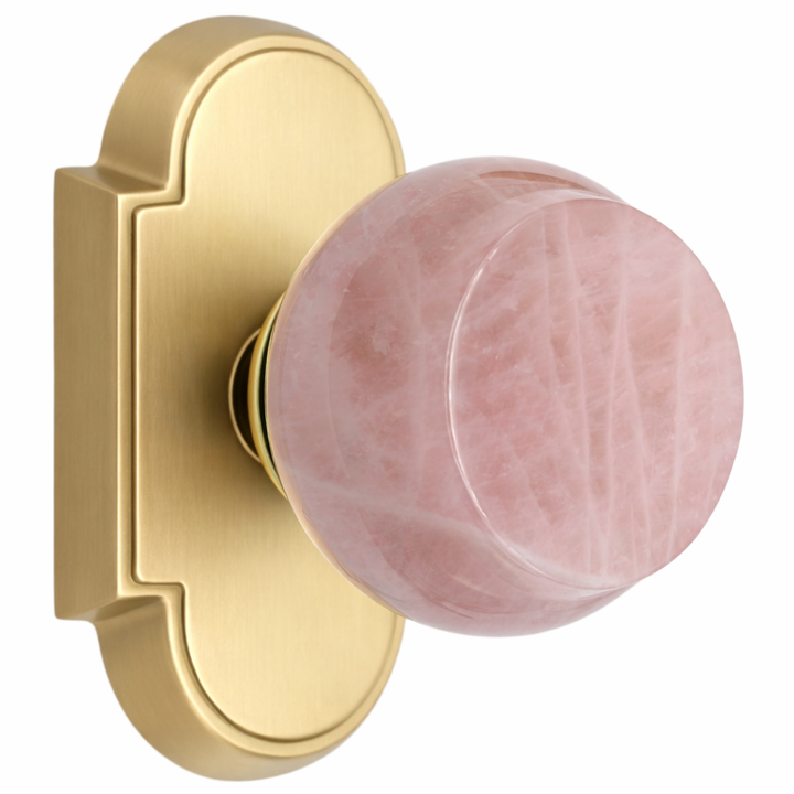 Magnifique® Arched Door Set with Rose Quartz Knobs (Several Finishes Available)