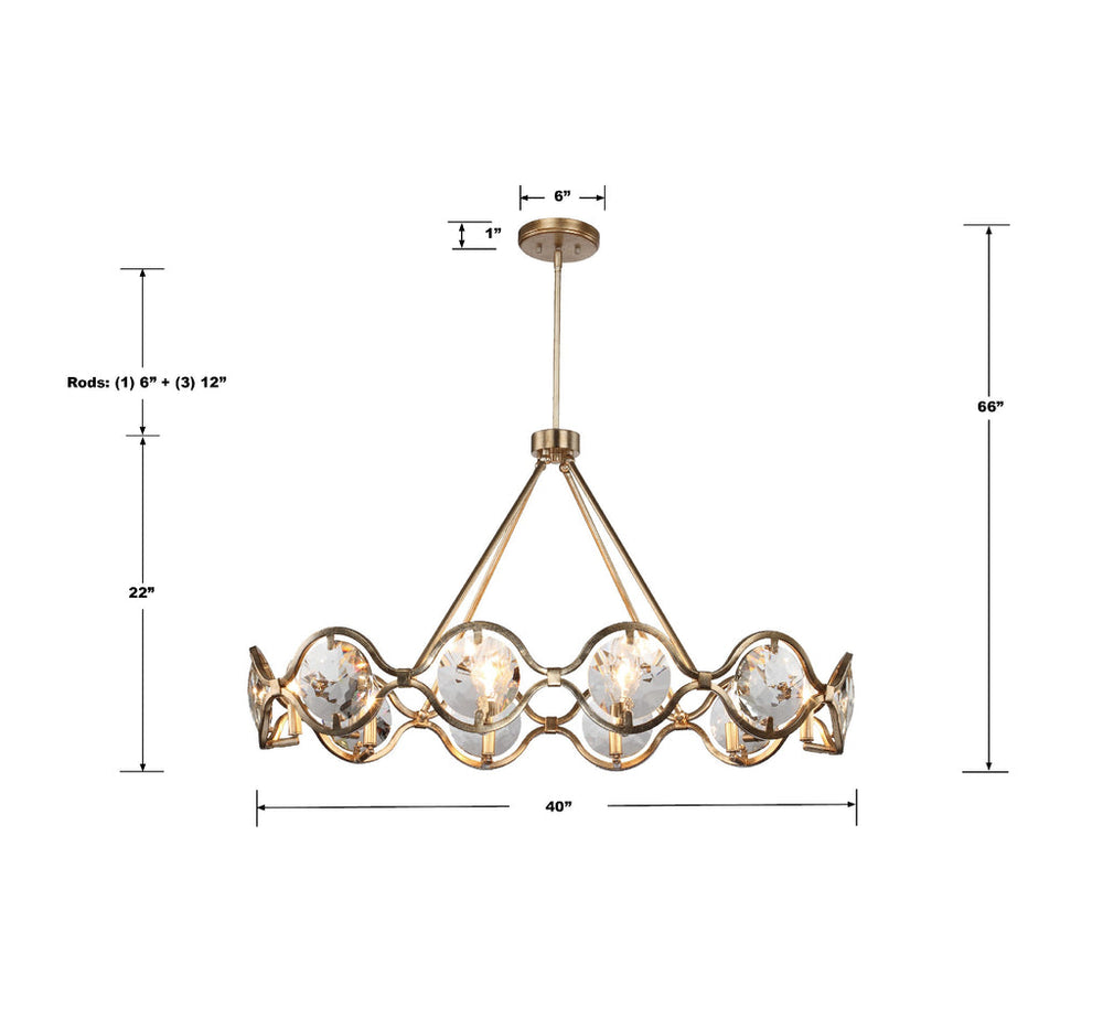 Crystorama Crystorama Quincy 10 Light Distressed Twilight Chandelier