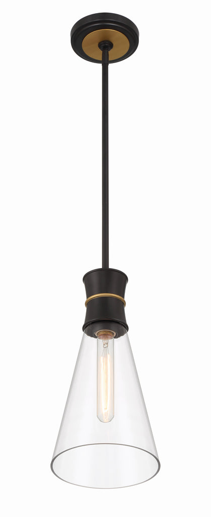 Quinn 1 Light Matte Black + Textured Gold Mini Pendant Crystorama