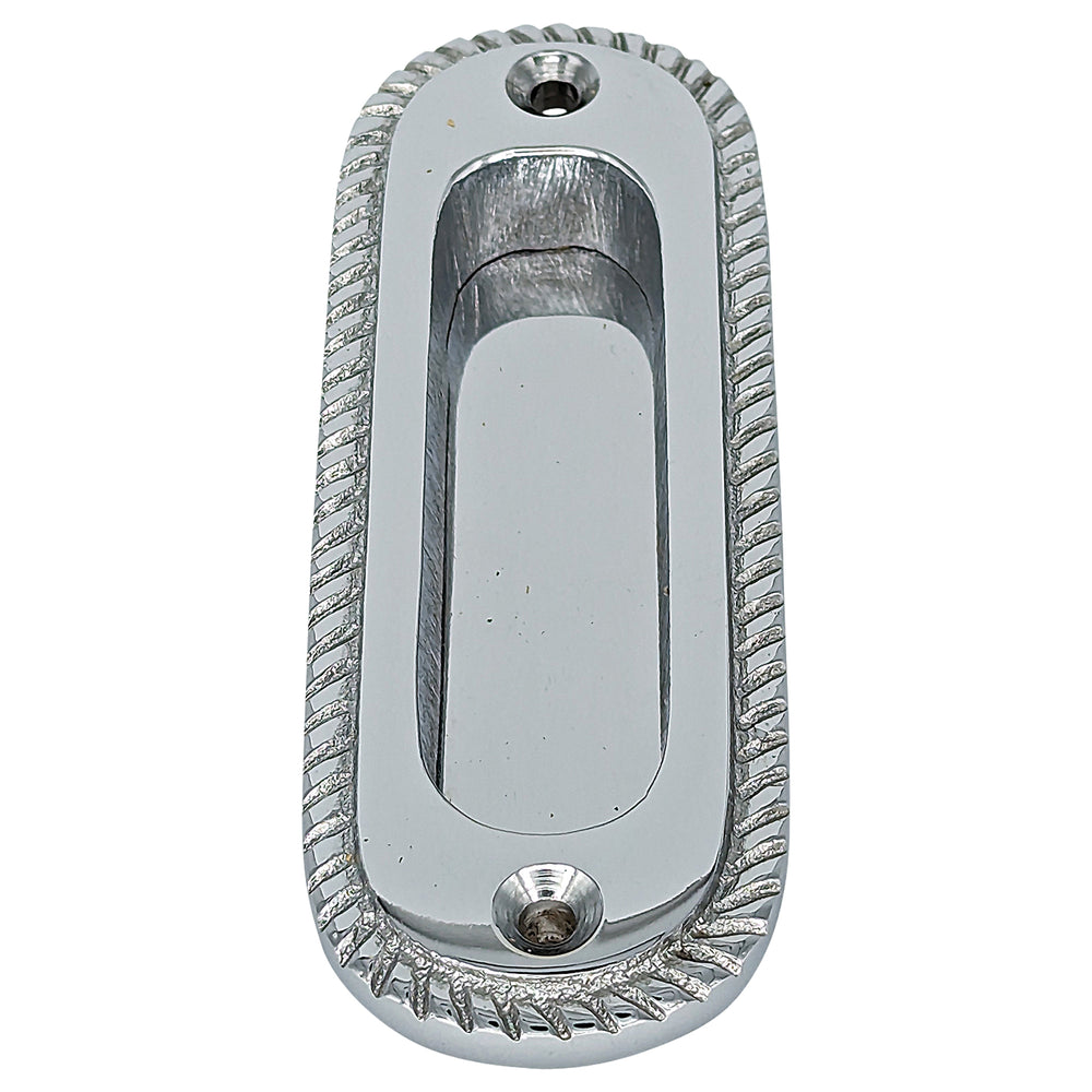 Oval Georgian Roped Solid Brass Pocket Door Pull (Polished Chrome Finish) COPPER MOUNTAIN HARDWARE