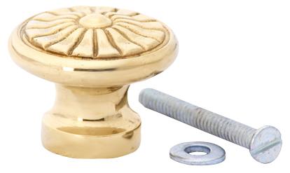 COPPER MOUNTAIN HARDWARE Polished Brass Round Vintage Fan Cabinet and Furniture Knob