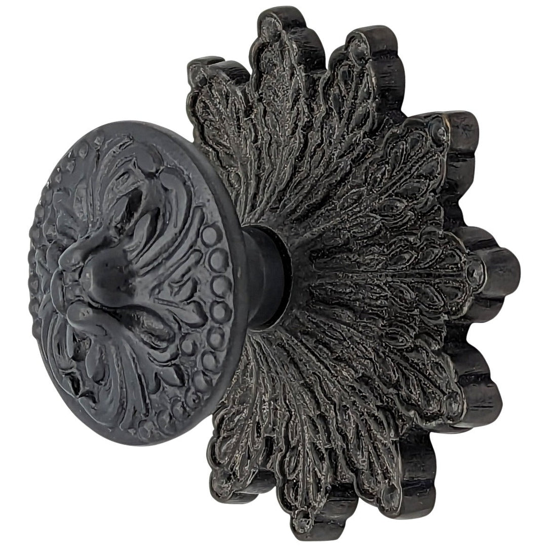 COPPER MOUNTAIN HARDWARE Solid Brass Rococo Victorian Cabinet & Furniture Knob with Back Plate