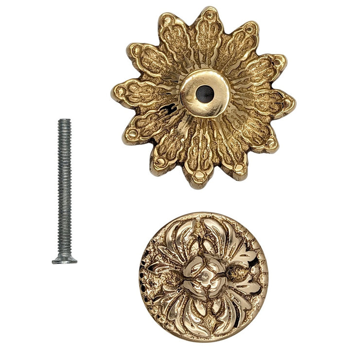2 Inch Rococo Cabinet & Furniture Knob with Backplate (Several Finishes Available)