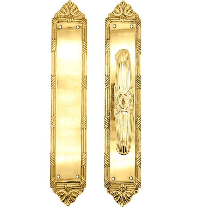 13 3/4 Inch Solid Brass Ribbon & Reed Door Pull and Push Plate