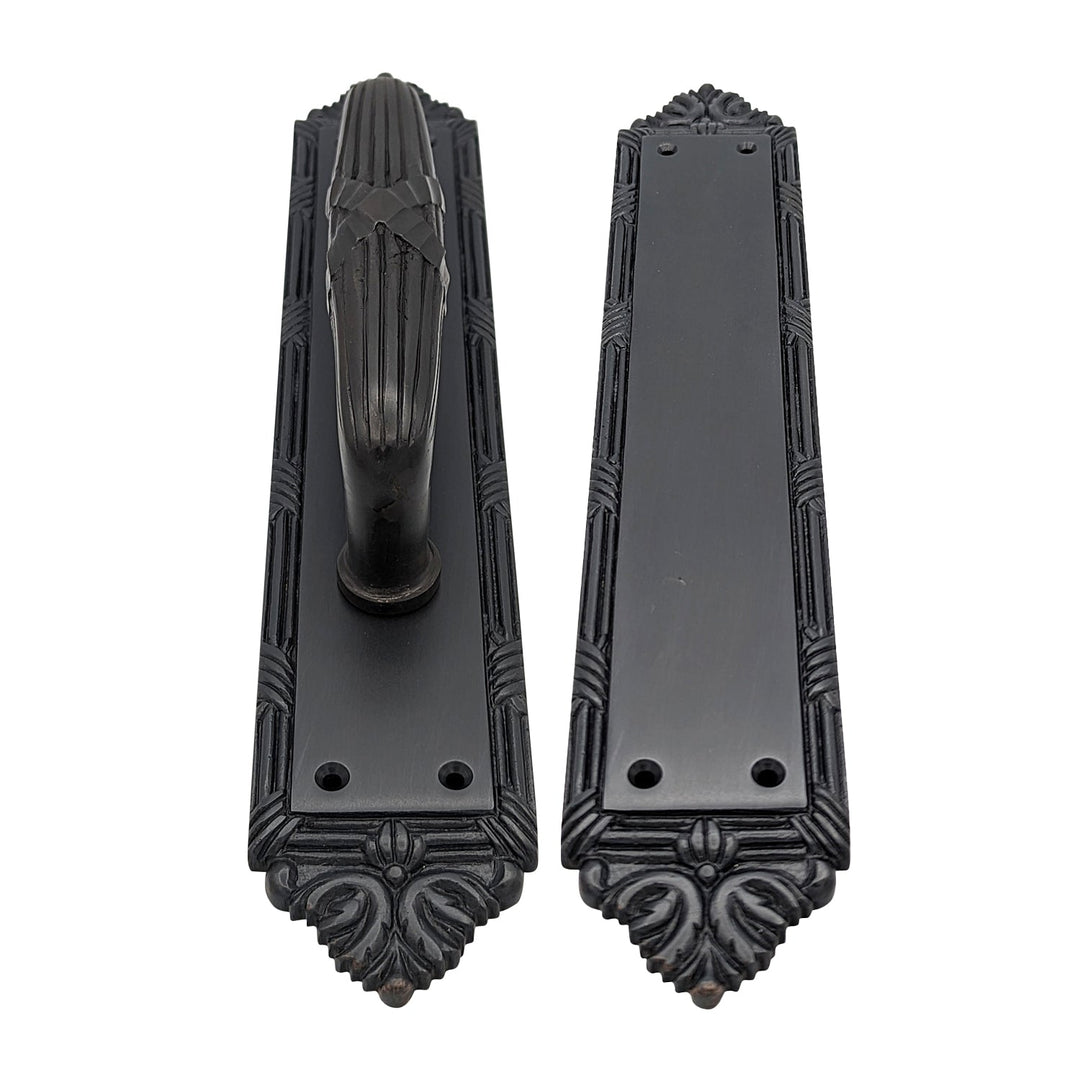 13 3/4 Inch Solid Brass Ribbon & Reed Door Pull and Push Plate COPPER MOUNTAIN HARDWARE