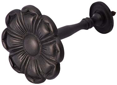 2 7/8 Inch Wide Solid Brass Curtain Tie Back - Large Flower Button COPPER MOUNTAIN HARDWARE