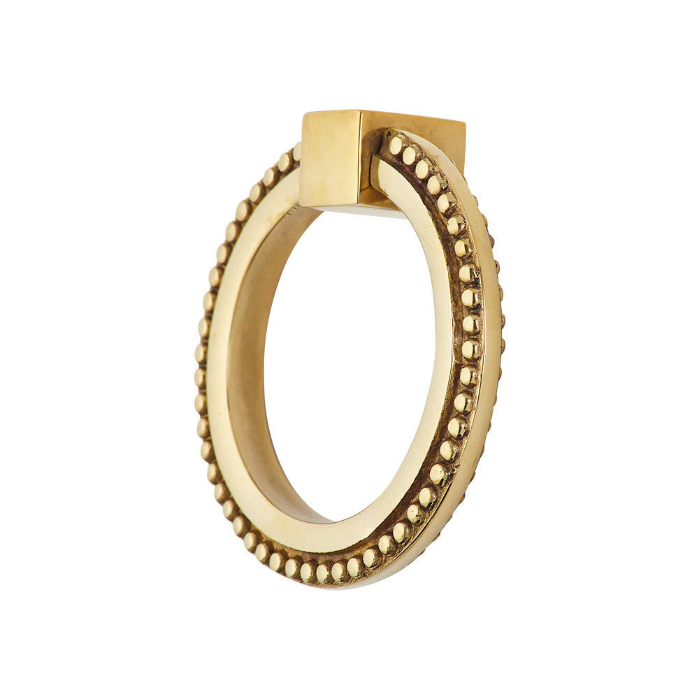 3 Inch Solid Brass Beaded Drawer Ring Pull (Several Finishes Available)