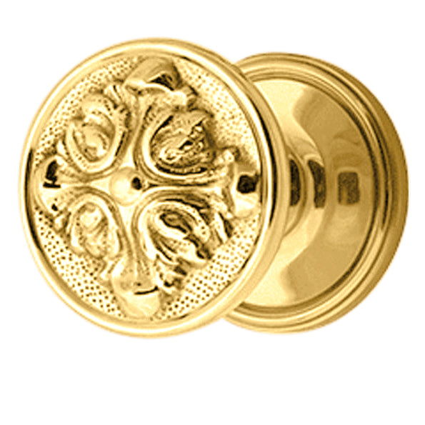Traditional Rosette Door Knob Set with Romanesque Style Door Knobs (Several Finishes Available)