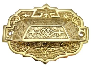 COPPER MOUNTAIN HARDWARE 4 3/8 Inch Overall Solid Brass Eastlake Cup & Bin Pull With Backplate