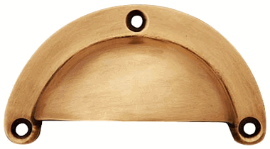 3 3/8 Inch Overall (3 Inch c-c) Solid Brass Traditional Cup Pull COPPER MOUNTAIN HARDWARE